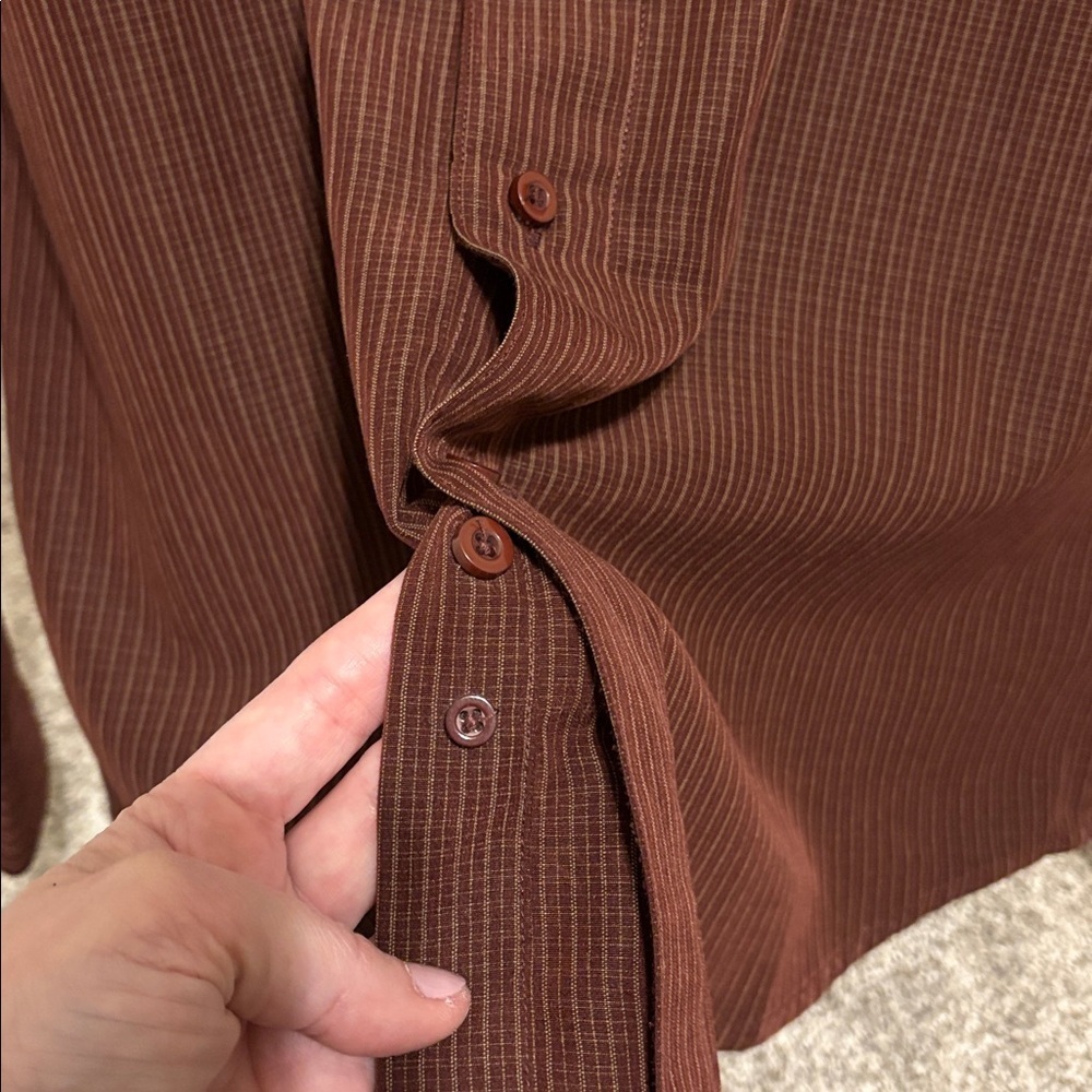 Saddlebred Men's Reddish Brown Button Down Shirt - Picture 6 of 7